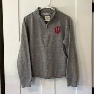 League Heather Gray Women's Zip-Up Sweater with Red Emblem